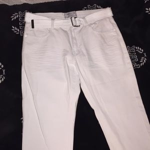 White Pants With Belt